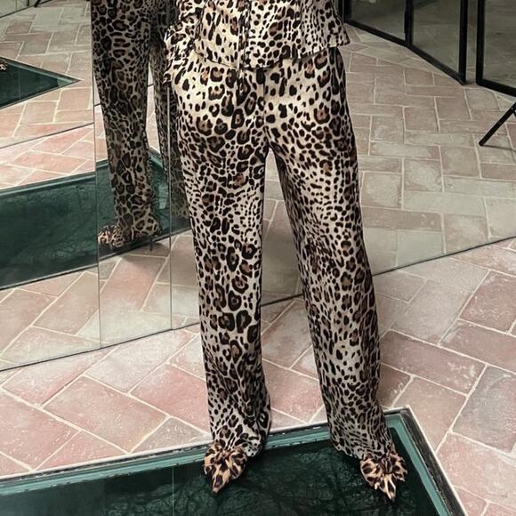 ZARA ANIMAL PRINT STRAIGHT LEG PANTS - Picture 1 of 7
